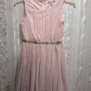 Girl's pink satin and tulle dress